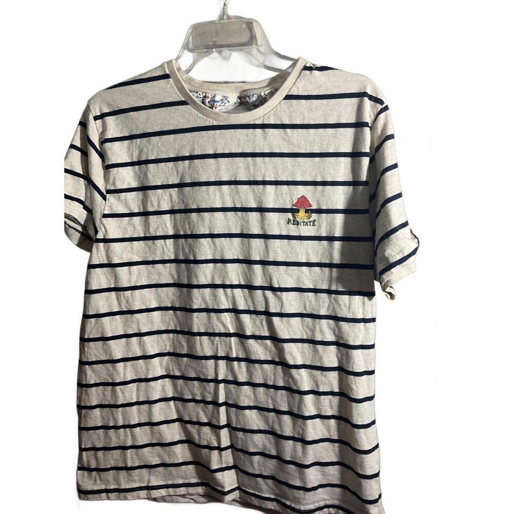 Denim & Flower Striped Tee With Mushroom  - XL - Picture 2 of 7